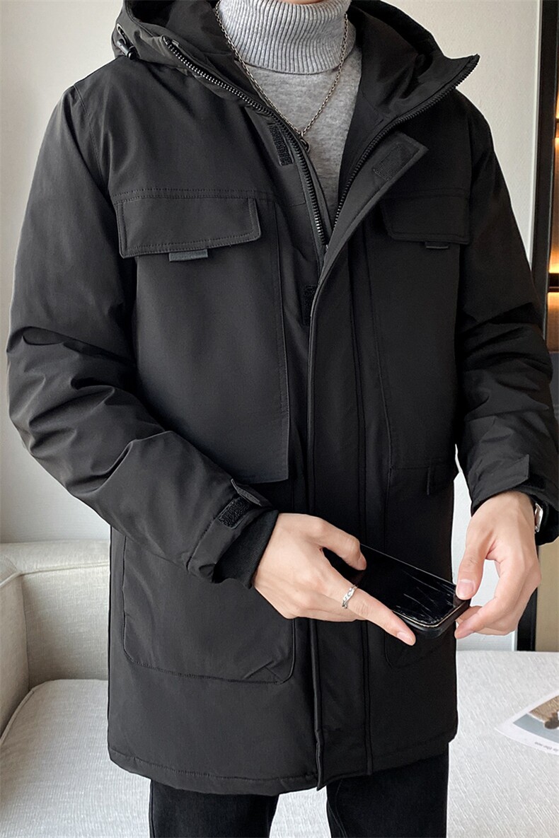 有版权长款修身连帽时尚户外工装纯色团体团建情侣学生羽绒服,男装羽绒服,星座301D-5(原星座1415）