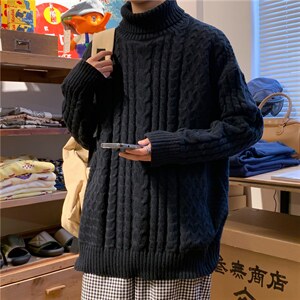 2021秋冬季高领毛衣纯色百搭港风情侣款加厚上衣毛衣 M319-P43图片
