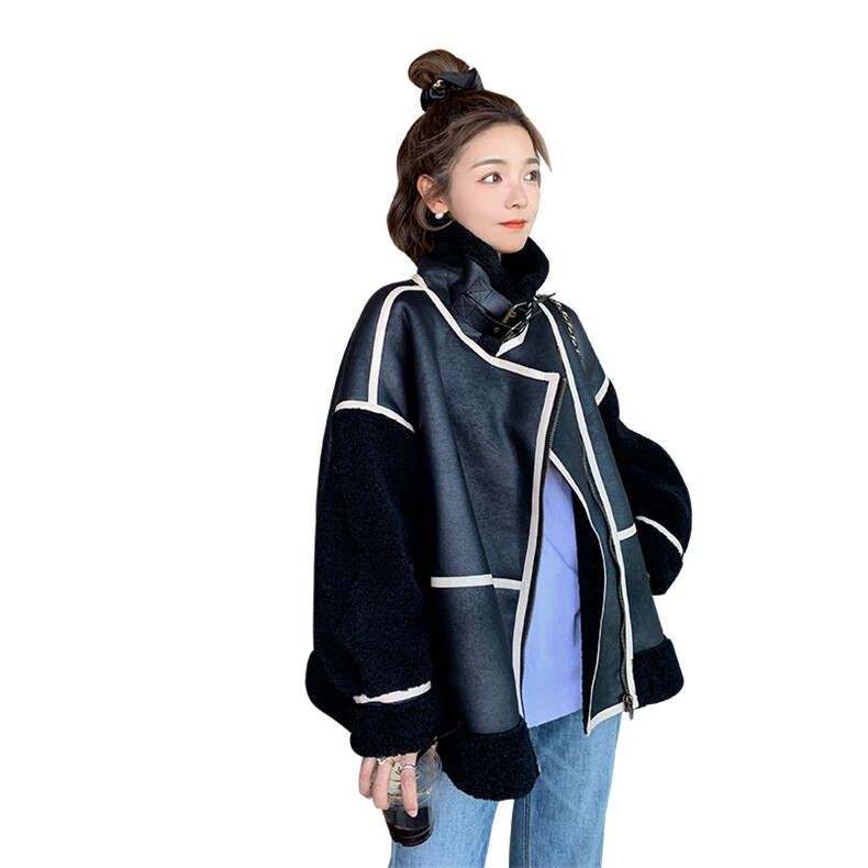 大货！皮毛一体机车服8883-P200-K278,女装皮草,2C025