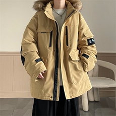 港风2026新品冬季宽松棉服派克服毛领冬装加厚外套D010-P145，男装棉衣，星座717