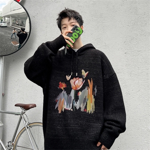 高品秋冬季连帽毛衣男复古慵懒风针织衫毛衣外套MYL3314-P65控88图片