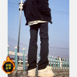 弹力加绒加厚牛仔裤男做旧小直筒裤715-6-BX07P55(控68）图片