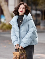 小个子90绒羽绒服短外套女2025冬季韩系休闲宽松显瘦白鸭绒面包服，女装羽绒服，辉之琳