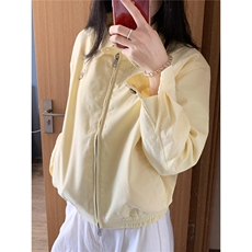 黄色翻领棒球服外套女秋冬季2025新款早秋韩系巨好看短款夹克上衣，男装夹克，星座1210-1