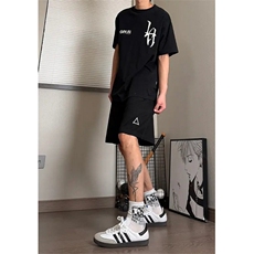 三角标刺绣短裤男款夏季美式简约风户外健身跑步篮球训练五分卫裤，男装牛仔裤，星座506A