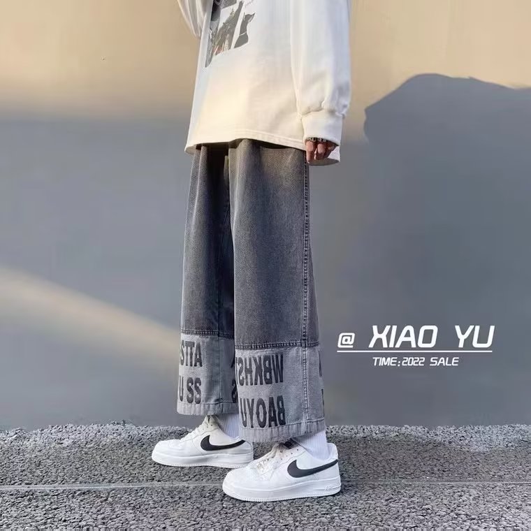 牛仔裤男秋季潮大码休闲裤子高街S7079P40,男装牛仔裤,星座1116-2