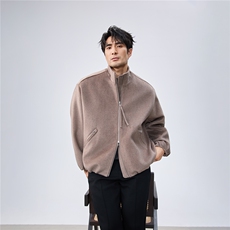 双拉链毛呢夹克外套秋冬短款呢子大衣宽松妮子风A236-JK625-P150，男装毛呢大衣，电商A236