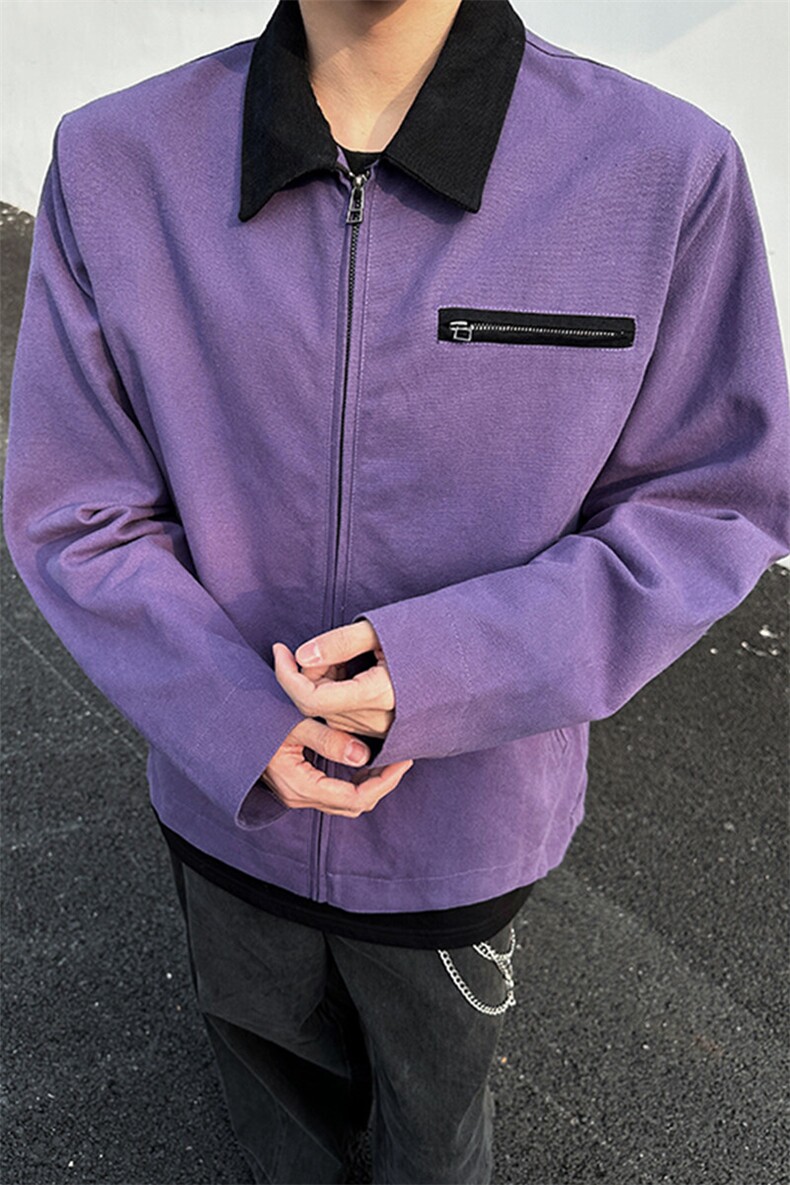 8XL-M春季水洗帆布短款夹克男生vintage美式复古工装外套JK003P98,男装夹克,电商B312