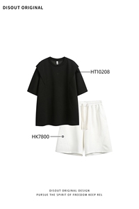 特P60 无差价夏季潮流套装-上衣HT10208搭短裤HK7800 日系白底图片