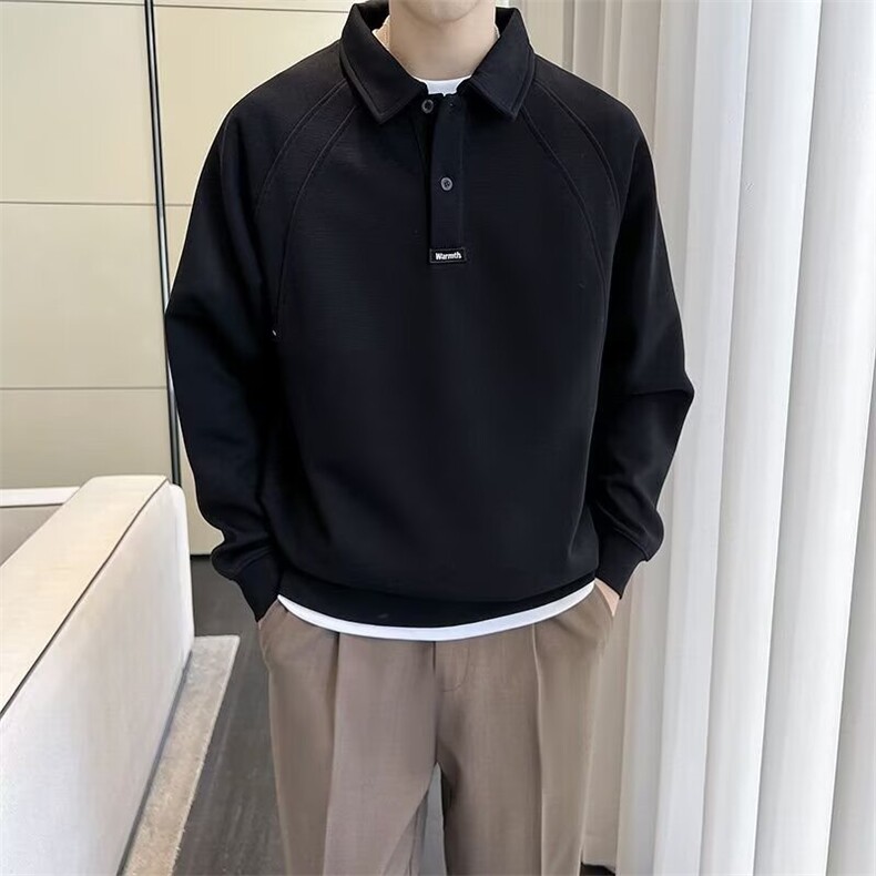 卫衣男春秋季2025新款宽松潮牌翻领衣服男款纯色百搭秋装运动上衣,男装卫衣,星座506A