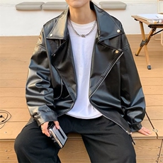 皮衣春季外套男韩版青年情侣PU皮夹克机车服JK026-P63，男装夹克，星座308B-1