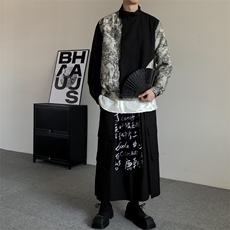 2025春秋新中式拼接立领夹克男女大码男装水墨画提花大码潮牌外套，男装夹克，星座909