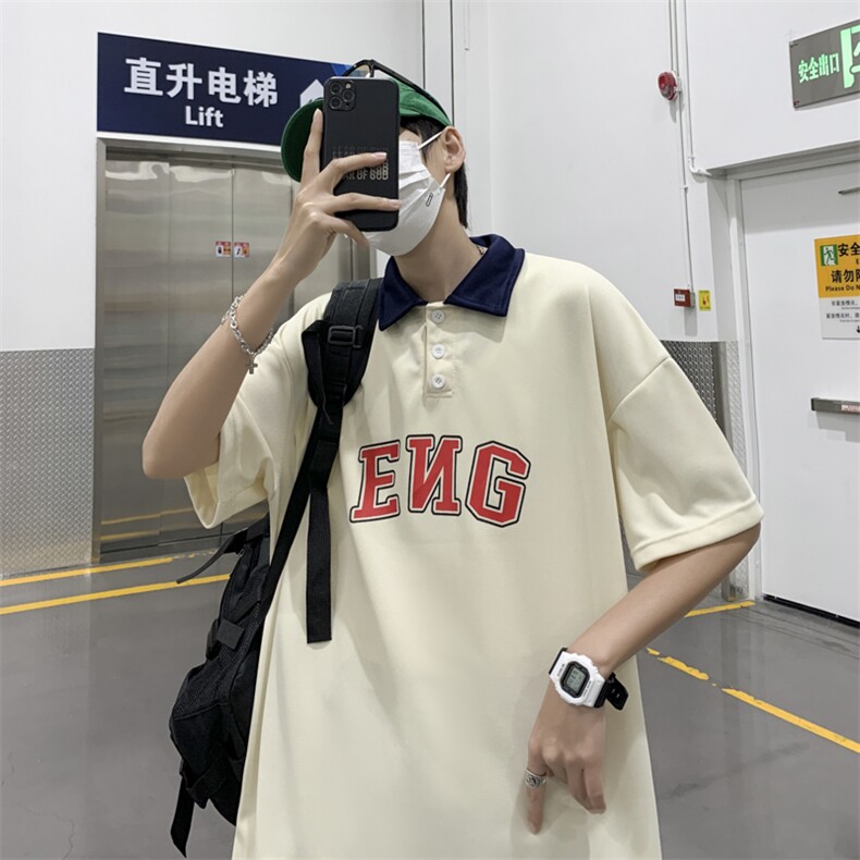 短袖POLO衫男春夏港风潮牌百搭宽松体恤ins翻领上衣PL0183,男装Polo衫,星座308B-1