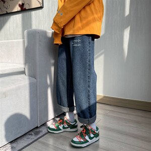 新款宽松直筒净版心电图 ins潮牌牛仔裤X715 NZ017 P45 控58图片