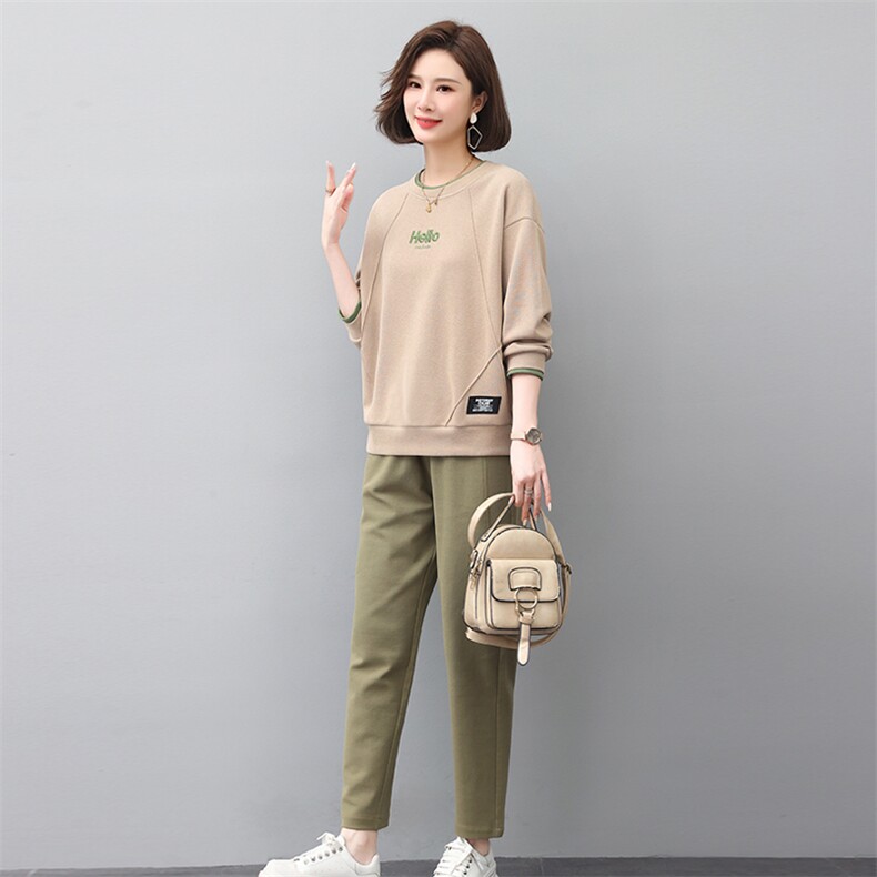 卫衣运动套装女2023新款春秋时尚休闲大码中年妈妈洋气减龄两件套,女装套装/套裙,独衣靓
