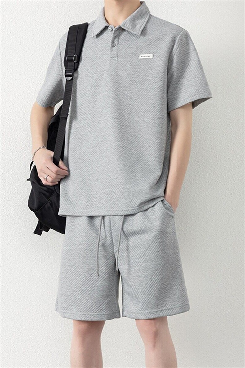 纯色二开TZ25305-特P55休闲运动套装男夏季新款短袖t恤短裤两件套,男装牛仔裤,电商D310B