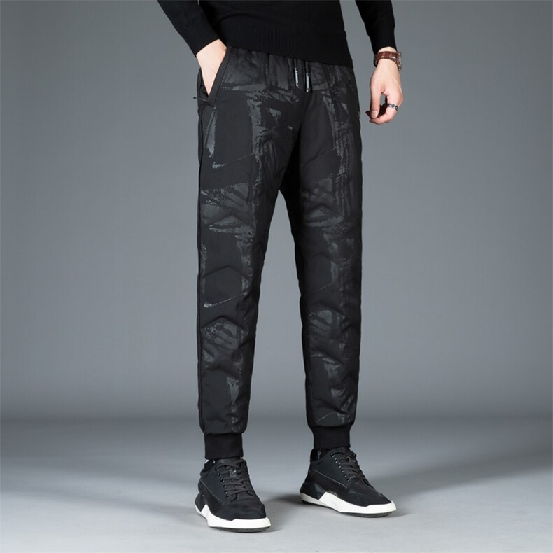 2023冬季新款男士直筒保暖羽绒裤中年爸爸装商务休闲御寒长裤子，男装棉裤，电商B212（原钱塘6029）