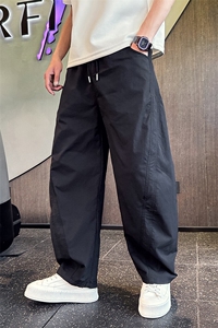 K20532-P68夏季薄款结构拼接休闲裤男潮流宽松直筒弯刀裤速干裤图片
