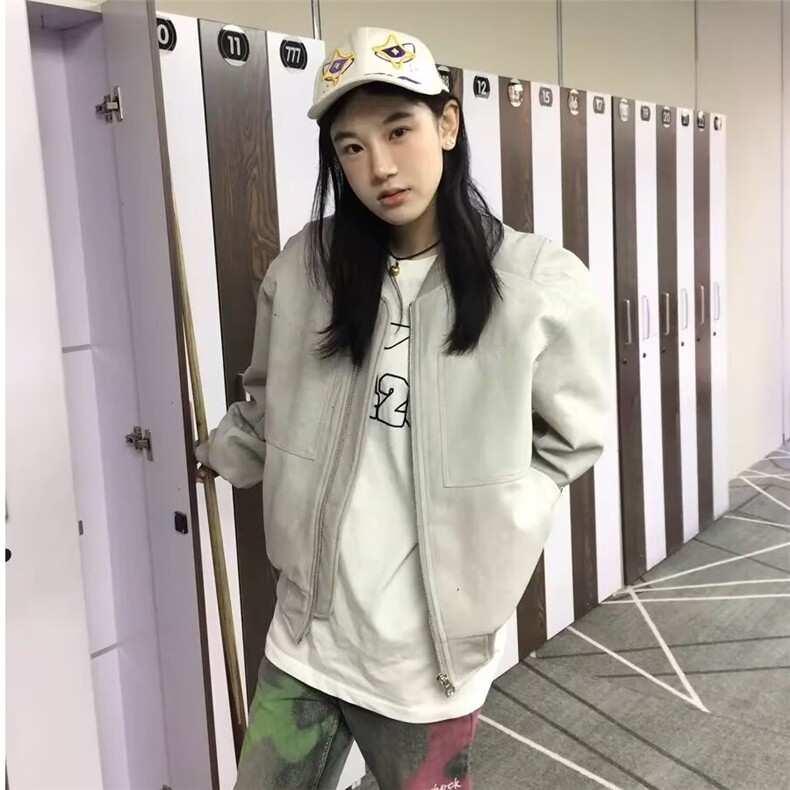 单件长袖宽松型春秋新款休闲宽松棒球服外套女百搭开衫翻领常规图片