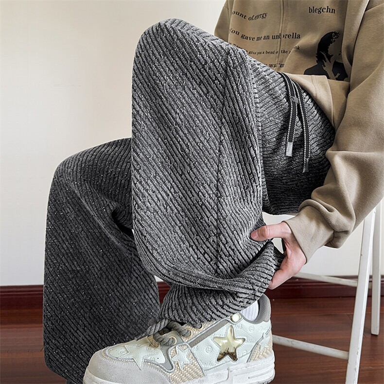 特批P35秋无差价复古雪尼尔小香风毛呢男女大码休闲阔腿裤K5691图片