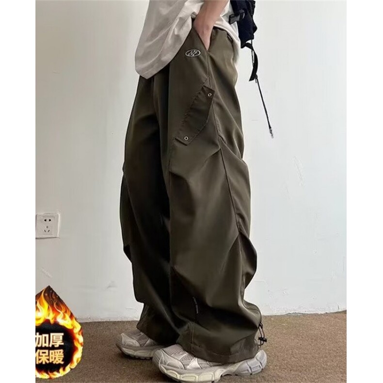 工装裤男设计感小众褶皱伞兵裤痞帅宽松直筒休闲裤子KLR15,男装工装外套,星座1116A（原606A-3）