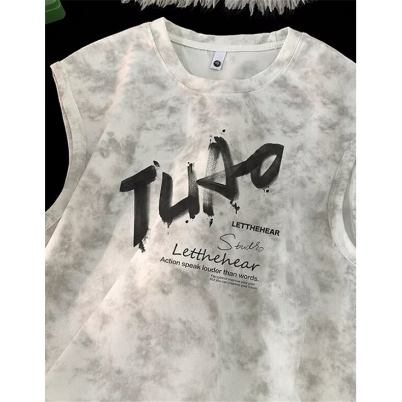 扎染无袖背心男夏季新款ins简约坎肩T恤休闲宽松潮流印花TD688，男装背心/马甲，星座1116A（原606A-3）