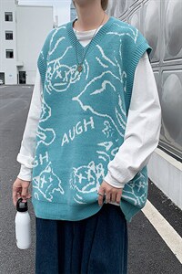 V领针织马甲男2024秋装港风新款韩版潮流休闲A161-2-MJ2032-P50图片