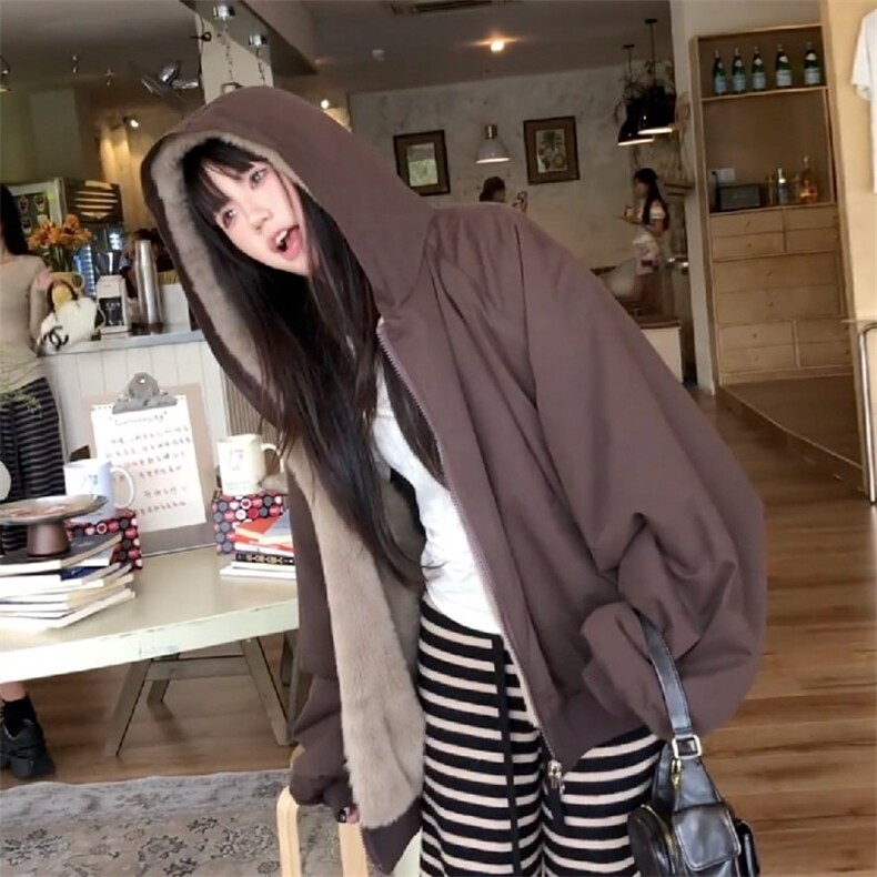 现货三色棉花糖两面穿仿貂毛座山雕连帽棉服皮草外套M6041/P110,男装棉衣,星座205-3