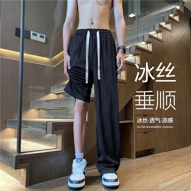 2025夏季新款冰丝波浪透气垂感宽松休闲裤B315-K24140-特p30控58,男装休闲裤,电商B315