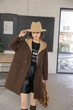 秋冬新款-韩版假两件戴帽大衣，其它，依歌贝诺