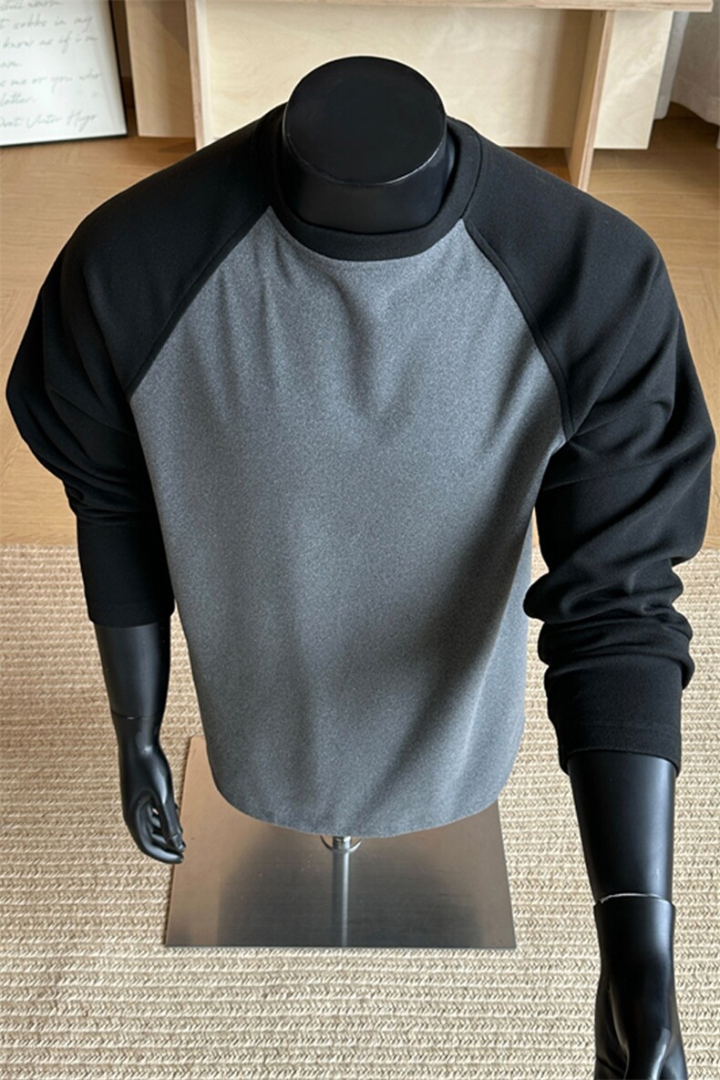 2025冬季新款港风假模大码德绒拼色T恤M-5XHT251027-特P20,男装T恤,电商A022