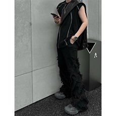 NZK604HH-特P52黑色毛边流苏牛仔裤美式vibe裤子高街ins潮，男装牛仔裤，星座1007（原301D）