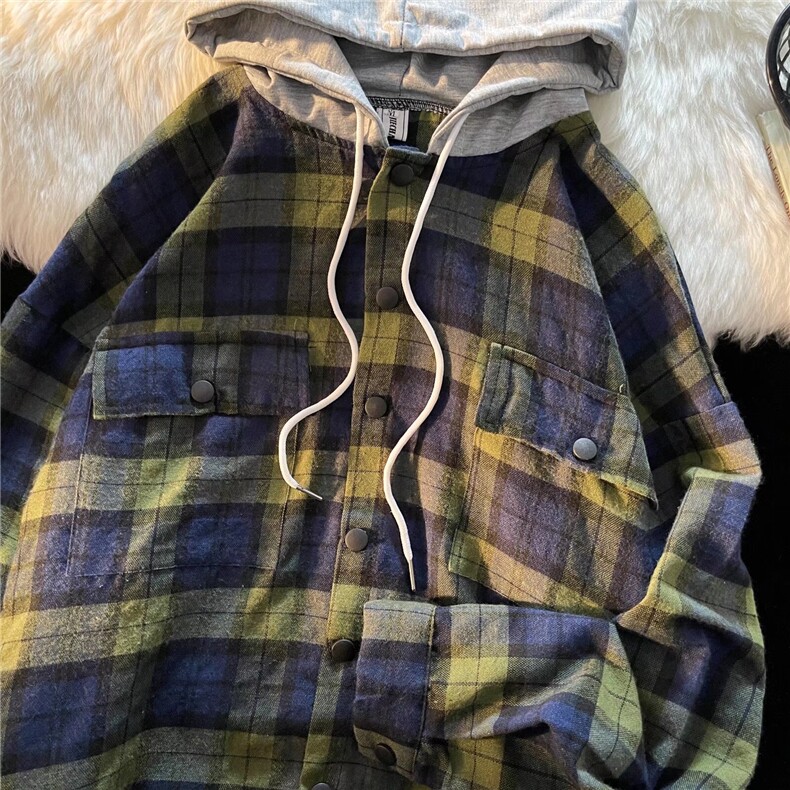 美式复古格子外套男士春秋潮牌痞帅炸街小香风上衣服C54/P38,女装短外套,星座506B