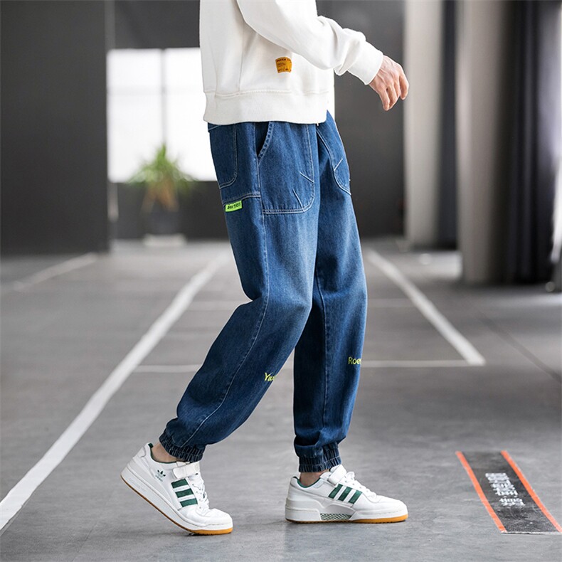 牛仔裤男2021秋冬新款韩版束脚百搭宽松哈伦长裤C402,男装牛仔裤,星座610（原A335）