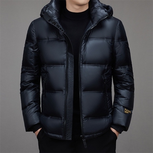 亮面男士羽绒服男2024冬季新款加厚保暖防水免洗连帽外套图片