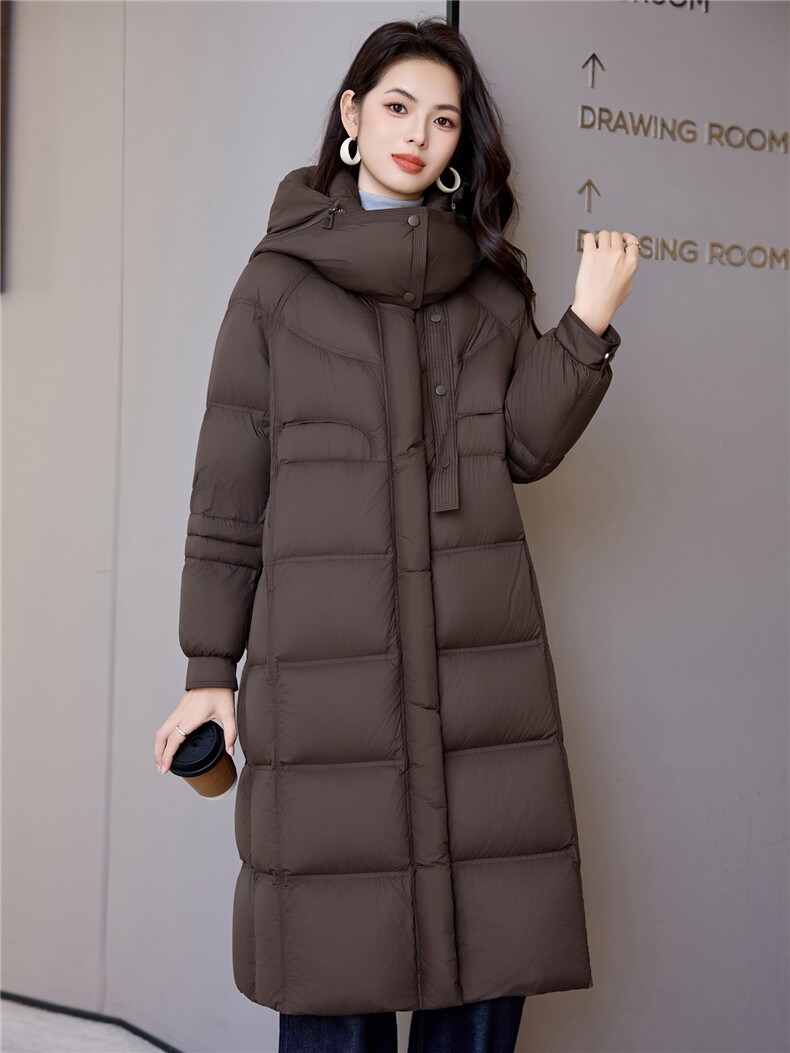 长款棉服女2025新款宽松立领连帽防风冬季棉袄加厚过膝羽绒服,女装羽绒服,阿舍尔精品