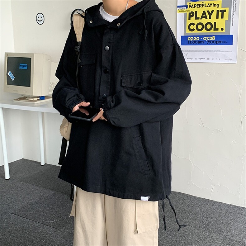 秋季纯潮复古休闲连帽工装外套港风潮牌ins宽松夹克W1430-P50,男装夹克,星座512-4