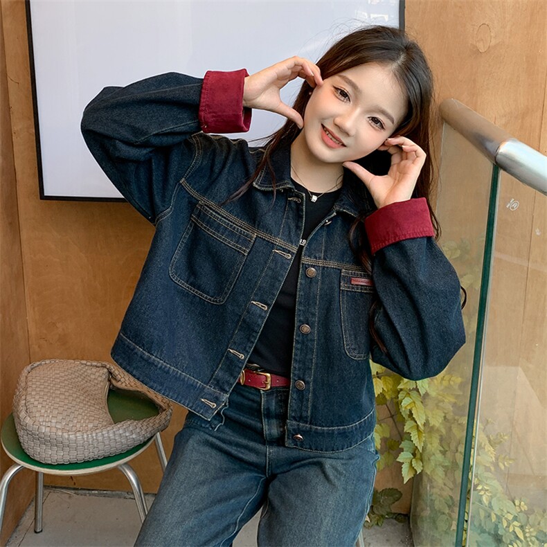 现货可推2024新款秋装港风复古简约宽松休闲气质水洗牛仔外套女,商品下架区,网红馆