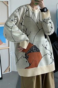 毛衣男2024秋冬新款趣味图案情侣针织衫A090xj245-P95控118,男装针织衫/毛衣,电商A089-1