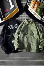2021春秋季新日系网格风大码潮男印花翻领工装夹克外套J965-P85，男装夹克，电商A001