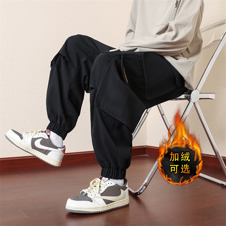M-8XL棉冬季大码束脚工装潮流休裤109-K313加绒-P70,男装牛仔裤,星座109