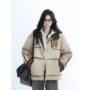 1506-1/MS80181/P54冬季加厚麂皮绒羊羔毛棉服棉袄夹克潮男女款图片