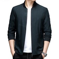 2023春季新款宽松纯色外套薄款中青年男士夹克爸爸男装上衣图片