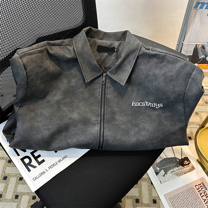 美式高街皮衣刺绣外套男女韩版潮流帅气2025春季ins夹克W6415-P72，男装皮衣，星座412-3