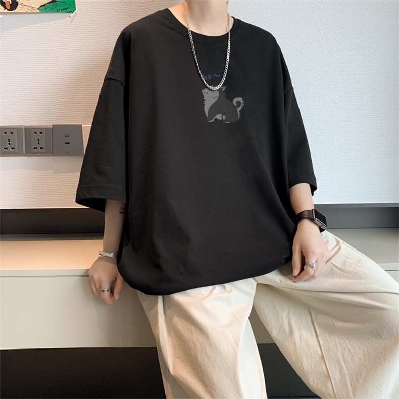 已注册/夏季内景日系卡通印花短袖T恤男潮宽松打底衫DT00130/P25,男装T恤,电商B316