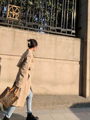 21新款风衣韩版潮流，女装风衣，东方模特