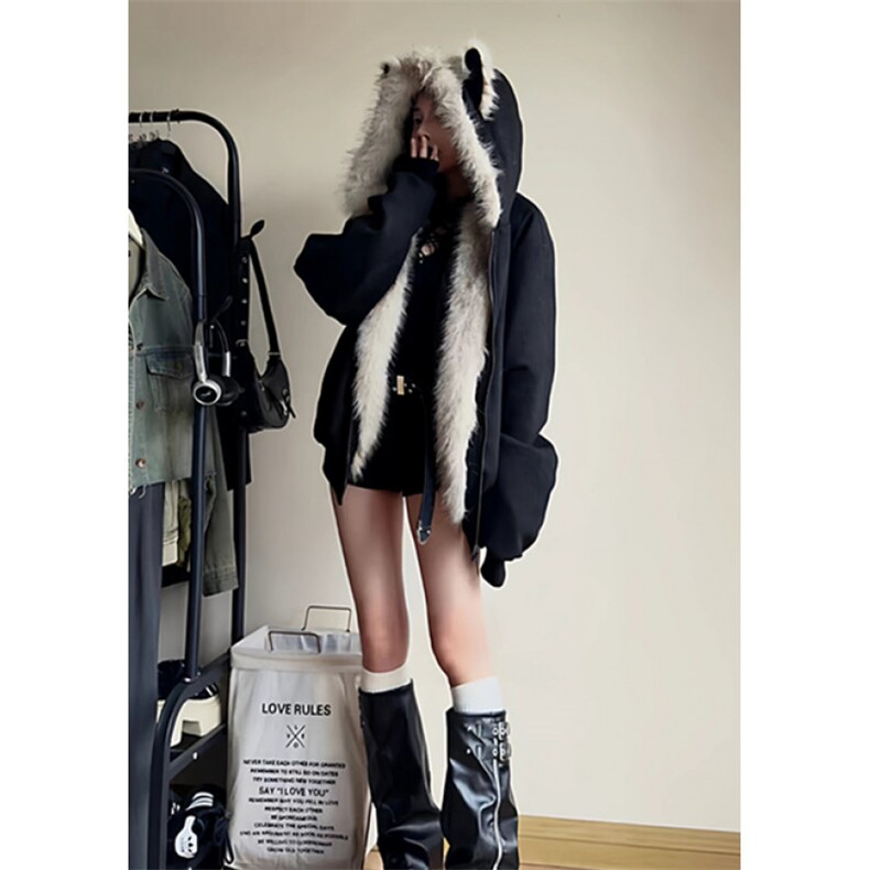 棉服女2025冬季新款座山雕猫耳朵连帽棉袄加厚棉衣外套JK1082,男装棉衣,星座1116A（原606A-3）