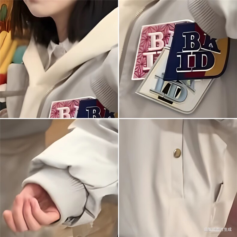 美式复古刺绣魔术贴外套趣味宽松飞行服男女情侣春秋夹克图片