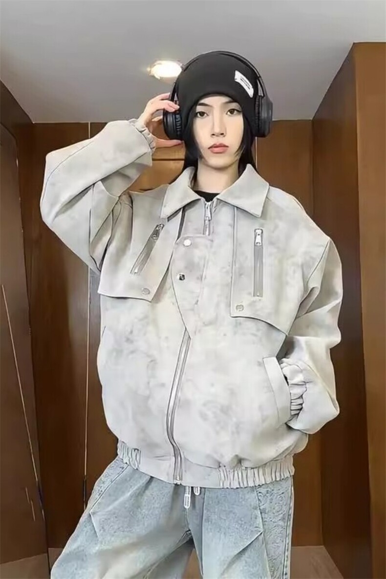 现货得物抖音品质皮夹克做旧复古情侣皮衣JK311P70,男装夹克,星座1904A