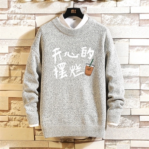 加厚加绒毛衣男大码毛线衣男针织衫 M19348-P45 加绒款-P65 砖墙图片